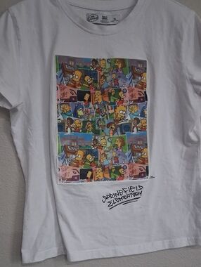 White  The Simpsons Graphic Tee - Springfield Scenes